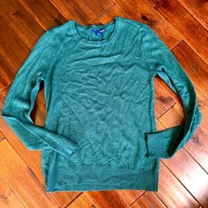 Green Sparkly Crew Neck Sweater Basic Editions